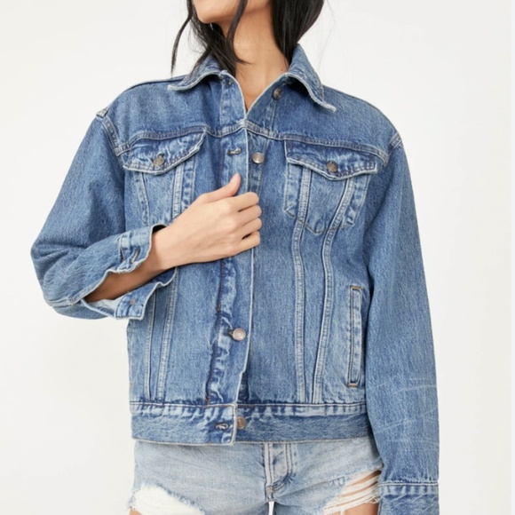 NWOT Free People Jolene Trucker Denim Jean Jacket Sz XS - Picture 1 of 12